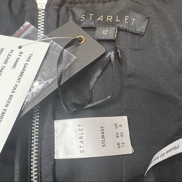 NEW Starlet ASOS Black Crushed Velvet Embellished Zip Back Corset Top 8 - Picture 10 of 10